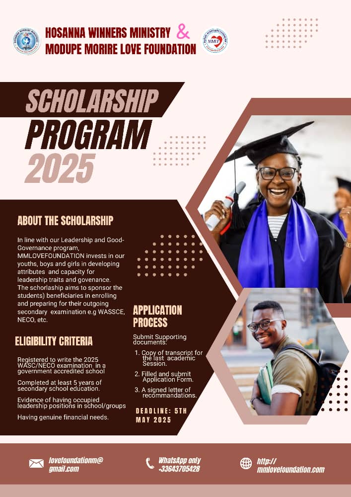 2025 SSCE Scholarship Opportunity by Modupe Morire Love Foundation